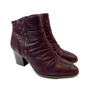 Baretraps Fenne Studded Ankle Boots Women's 8 Garnet Red Boho Witchy Western